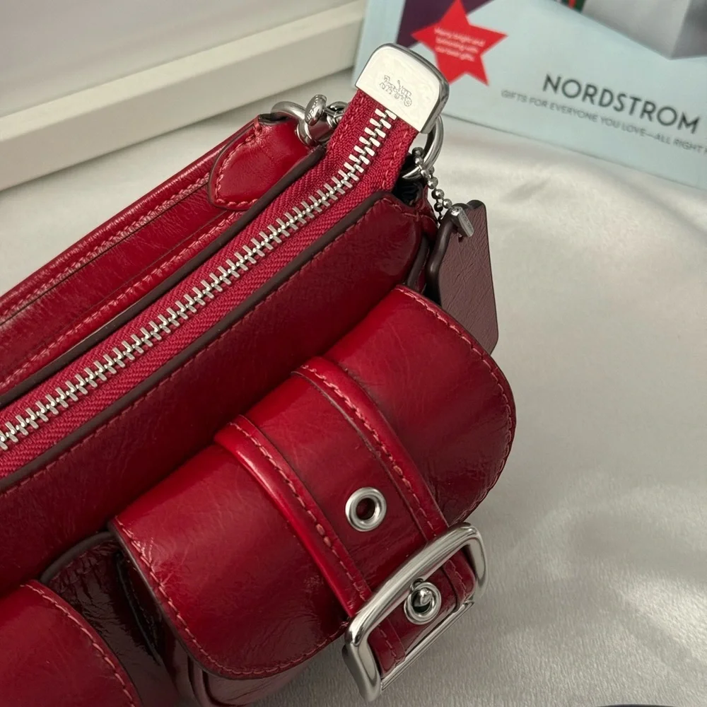 Coach Ashton Bag Crossbody In Leather/Silver/Dark Cardinal Red CBJ01